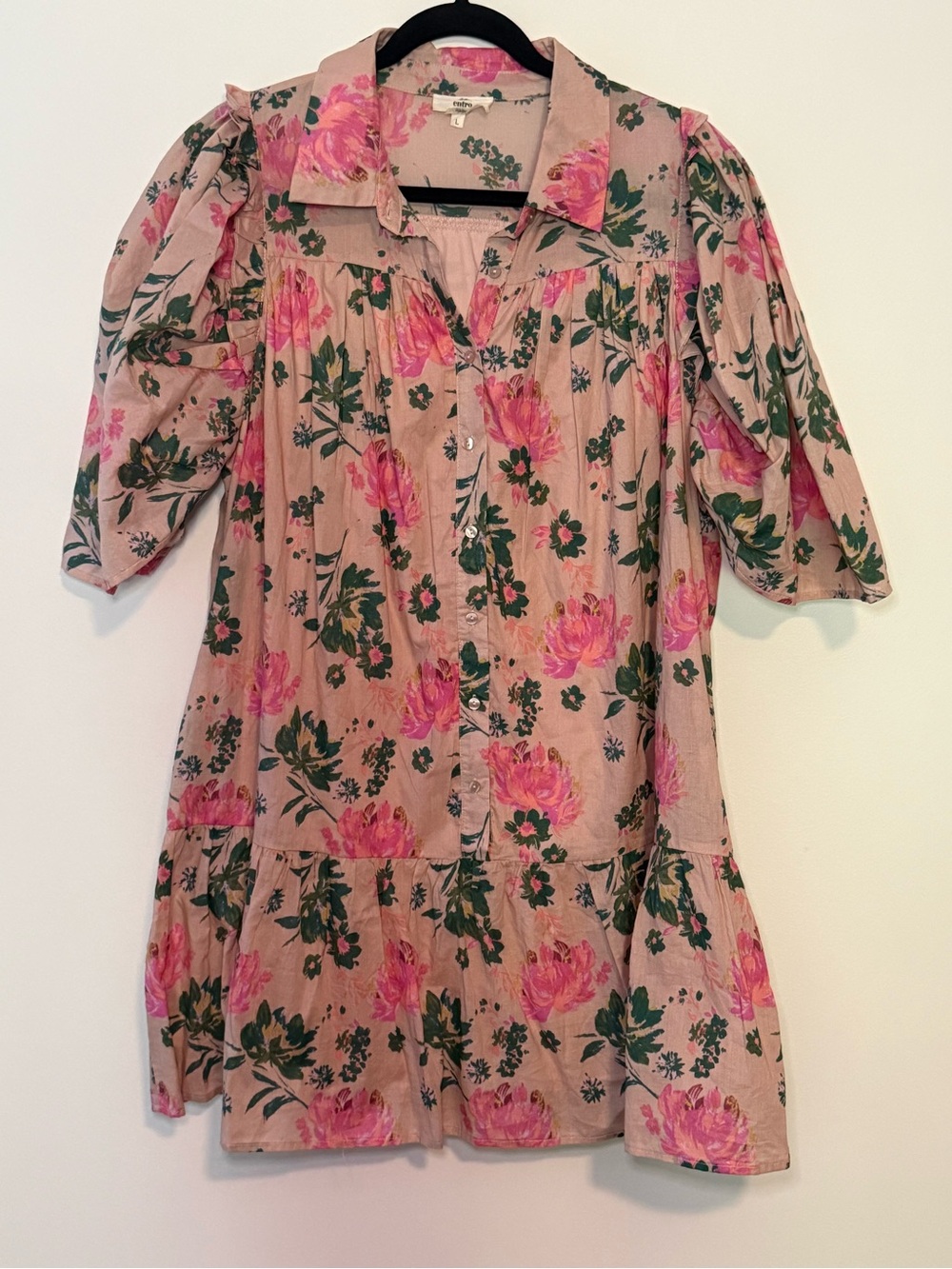 entro Pink Floral Button-Down Mini Dress - Picture 5 of 9